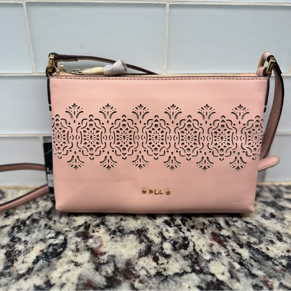 NWT Lauren Ralph Lauren Lauderdale Tasmine Blush Crossbody Bag